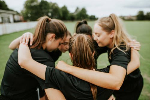 Rugby,Players,Huddle,Before,A,Match