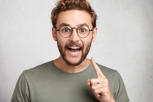 I,Have,Got,Brilliant,Idea.,Smart,Caucasian,Cheerful,Man,With